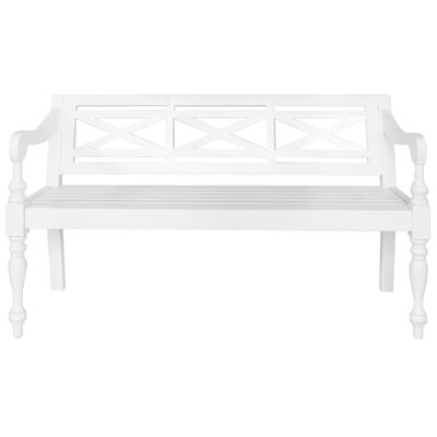 vidaXL Batavia Bench 123 cm Solid Mahogany Wood White