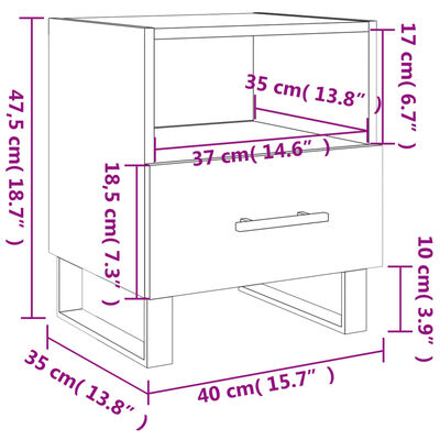 vidaXL Bedside Cabinets 2 pcs White 40x35x47.5 cm Engineered Wood