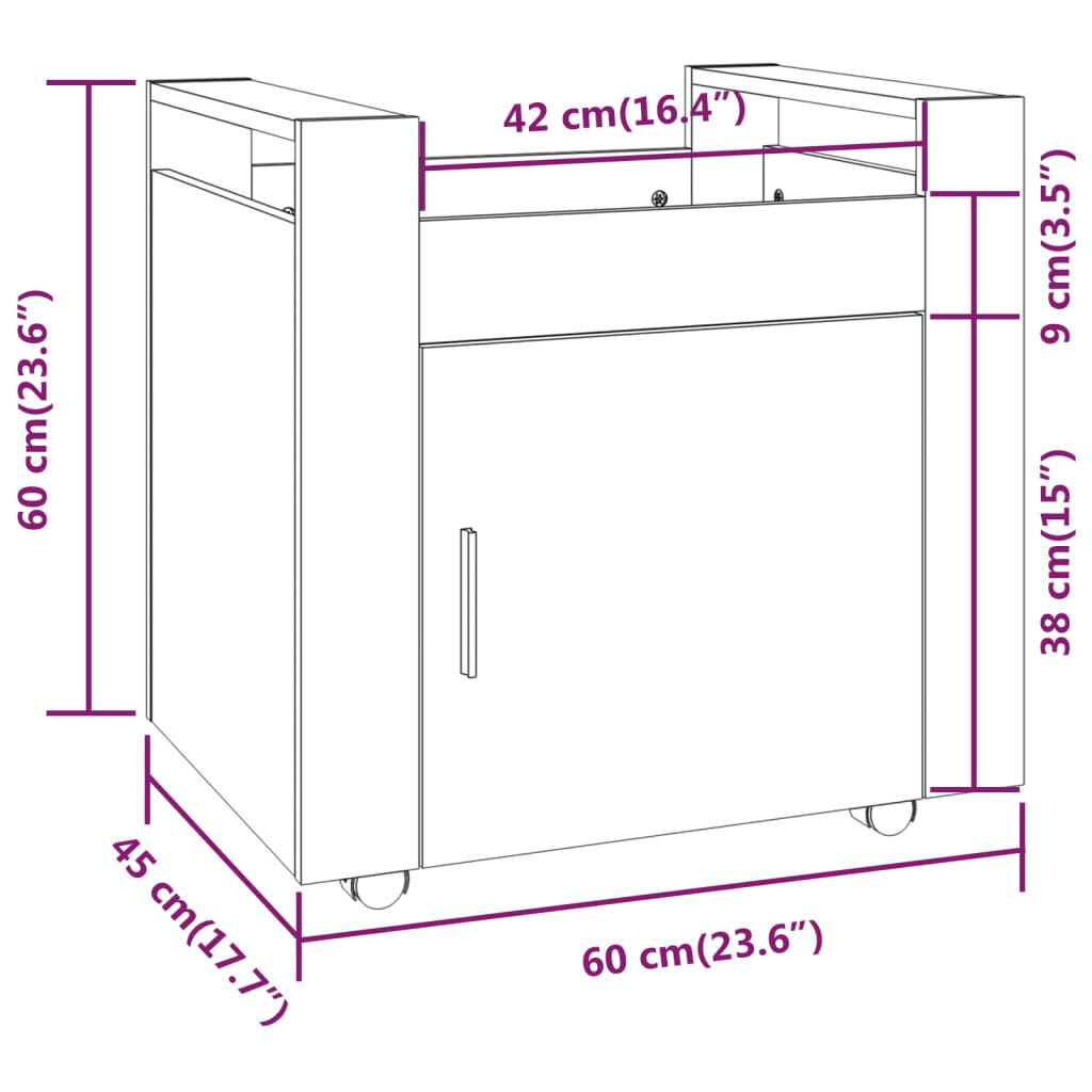 vidaXL Desk Trolley White 60x45x60 cm Engineered Wood | vidaXL.co.uk