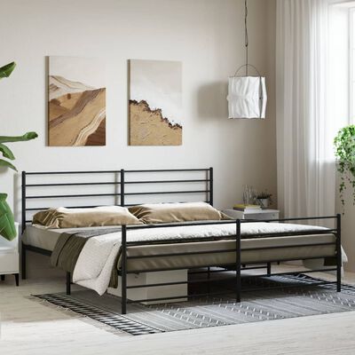 vidaXL Metal Bed Frame without Mattress with Footboard Black 200x200 cm