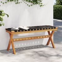 vidaXL Garden Bench Black Solid Wood Acacia and Fabric