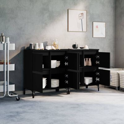 vidaXL Sideboards 2 pcs Black 60x35x70 cm Engineered Wood