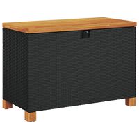 vidaXL Garden Storage Box Black 80x40x48 cm Poly Rattan Acacia Wood