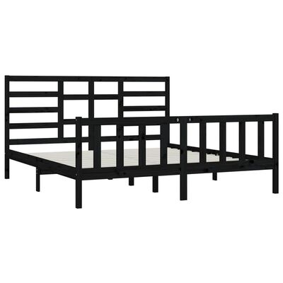 vidaXL Bed Frame without Mattress Black 200x200 cm Solid Wood Pine