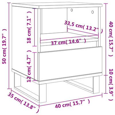 vidaXL Bedside Cabinets 2 pcs White 40x35x50 cm Engineered Wood