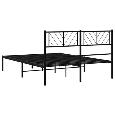 vidaXL Metal Bed Frame without Mattress with Headboard Black 120x190 cm Small Double