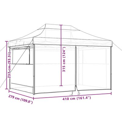 vidaXL Foldable Party Tent Pop-Up with 4 Sidewalls Black