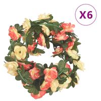 vidaXL Artificial Flower Garlands 6 pcs Rose and Champagne 240 cm