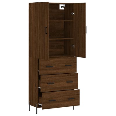 vidaXL Highboard Brown Oak 69.5x34x180 cm Engineered Wood