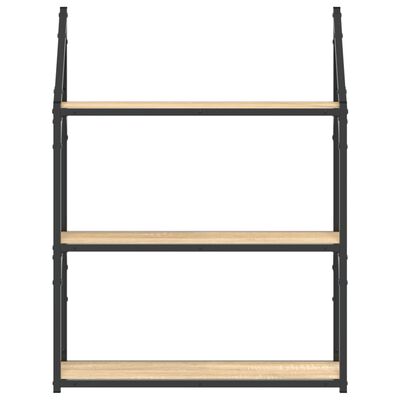 vidaXL 3-Tier Wall Shelf Sonoma Oak 60x21x78.5 cm Engineered Wood