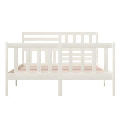 vidaXL Bed Frame without Mattress White King Size Solid Wood