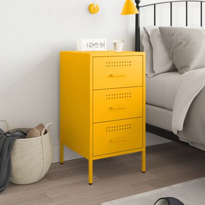 vidaXL Bedside Cabinet Mustard Yellow 36x39x68 cm Steel