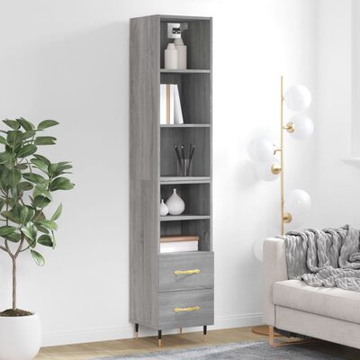 vidaXL Highboard Grey Sonoma 34.5x34x180 cm Engineered Wood