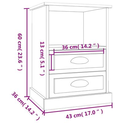 vidaXL Bedside Cabinet Concrete Grey 43x36x60 cm