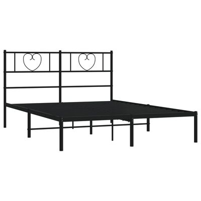 vidaXL Metal Bed Frame without Mattress with Headboard Black 140x200 cm