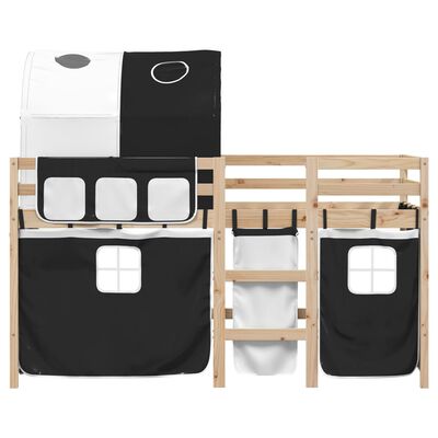 vidaXL Kids' Loft Bed with Tunnel without Mattress White&Black 80x200 cm