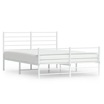 vidaXL Metal Bed Frame without Mattress with Footboard White 120x200 cm