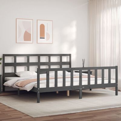 vidaXL Bed Frame without Mattress Grey 200x200 cm Solid Wood Pine