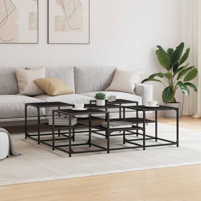 vidaXL Coffee Table Black 121x121x40 cm Engineered Wood