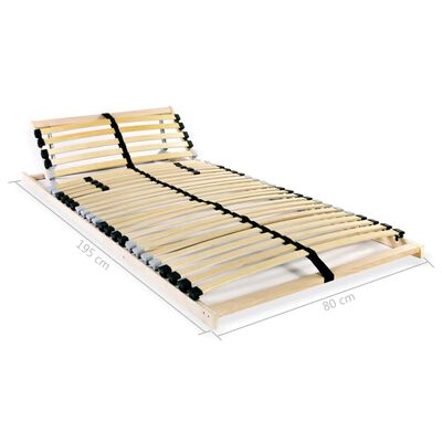 vidaXL Slatted Bed Bases without Mattress 2 pcs with 28 Slats 80x200 cm