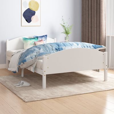 vidaXL Bed Frame without Mattress White Solid Pine Wood 140x200 cm