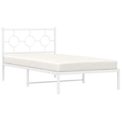 vidaXL Metal Bed Frame without Mattress with Headboard White 100x200 cm