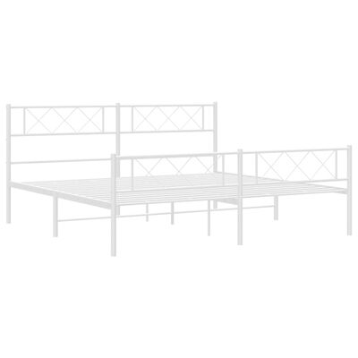 vidaXL Metal Bed Frame without Mattress with Footboard White 183x213 cm