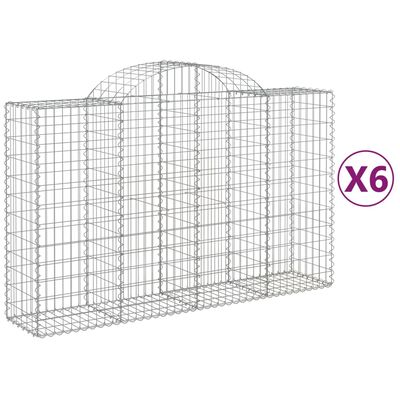 vidaXL Arched Gabion Baskets 6 pcs 200x50x120/140 cm Galvanised Iron