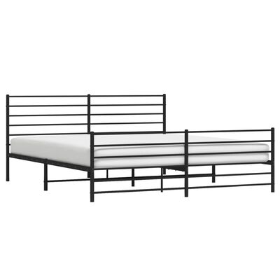 vidaXL Metal Bed Frame without Mattress with Footboard Black 193x203 cm