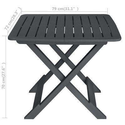 vidaXL 3 Piece Folding Bistro Set Plastic Anthracite