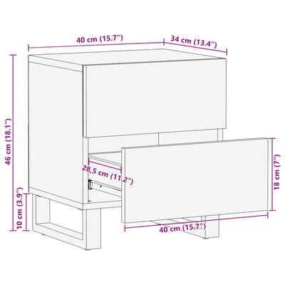 vidaXL Bedside Cabinets 2 pcs 40x34x46 cm Solid Wood Acacia