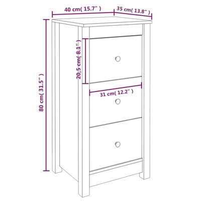 vidaXL Sideboards 2 pcs White 40x35x80 cm Solid Wood Pine