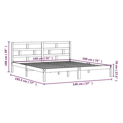 vidaXL Bed Frame without Mattress Black Solid Wood 140x190 cm (810001+814198)