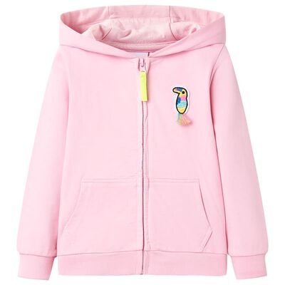 Kids' Hooded Sweatshirt with Zip Bright Pink 140