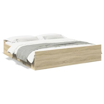 vidaXL Bed Frame with Drawers without Mattress Sonoma Oak 200x200 cm