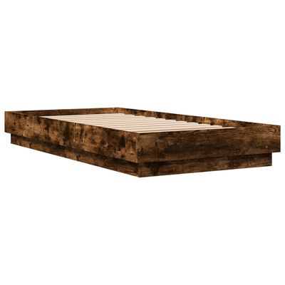 vidaXL Bed Frame without Mattress Smoked Oak 75x190 cm Small Single Engineered Wood