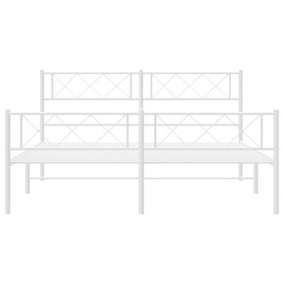 vidaXL Metal Bed Frame without Mattress with Footboard White 135x190 cm Double