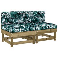vidaXL Middle Sofas with Cushions 2 pcs Impregnated Wood Pine