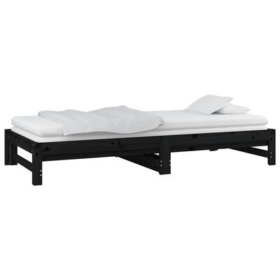 vidaXL Pull-out Day Bed without Mattress Black 2x(90x200) cm