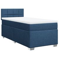 vidaXL Box Spring Bed with Mattress Blue 90x200 cm Fabric