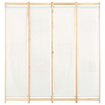 vidaXL 4-Panel Room Divider Cream 160x170x4 cm Fabric