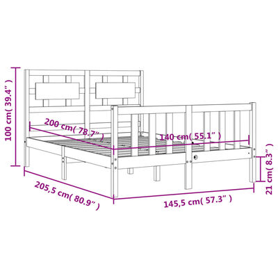 vidaXL Bed Frame without Mattress White 140x200 cm Solid Wood Pine