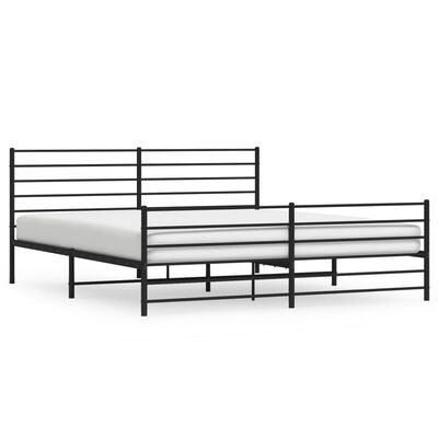 vidaXL Metal Bed Frame without Mattress with Footboard Black 200x200 cm