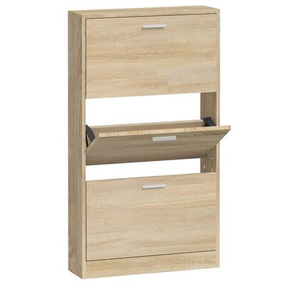 vidaXL Shoe Cabinet Oak 59x17x108 cm Engineered Wood