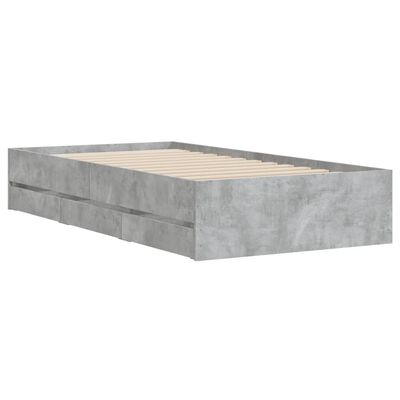 vidaXL Bed Frame with Drawers without Mattress Concrete Grey 75x190 cm Small Single