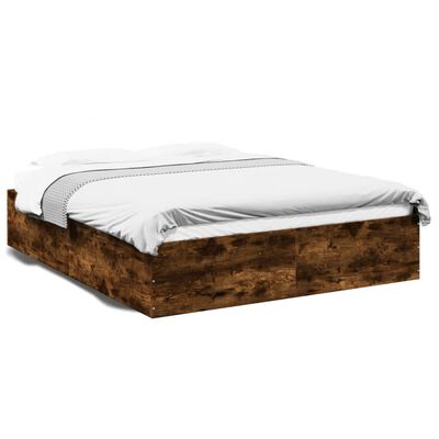 vidaXL Bed Frame without Mattress Smoked Oak 150x200 cm King Size