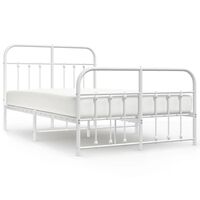 vidaXL Metal Bed Frame without Mattress with Footboard White 120x190 cm Small Double