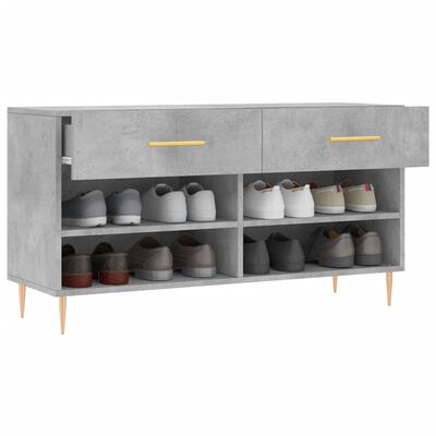 vidaXL Shoe Bench Concrete Grey 102x35x55 cm Engineered Wood