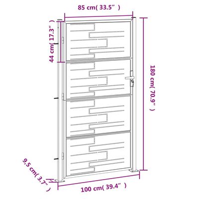 vidaXL Garden Gate 100x180 cm Stainless Steel