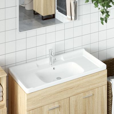 vidaXL Bathroom Sink White 100x48x23 cm Rectangular Ceramic